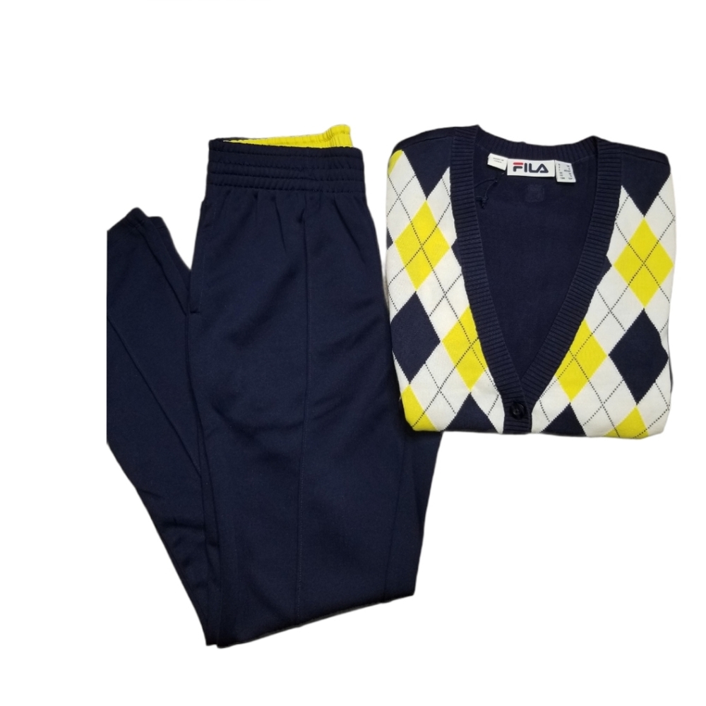 Fila Argyle Tennis Pants & Cardigan Set US Small